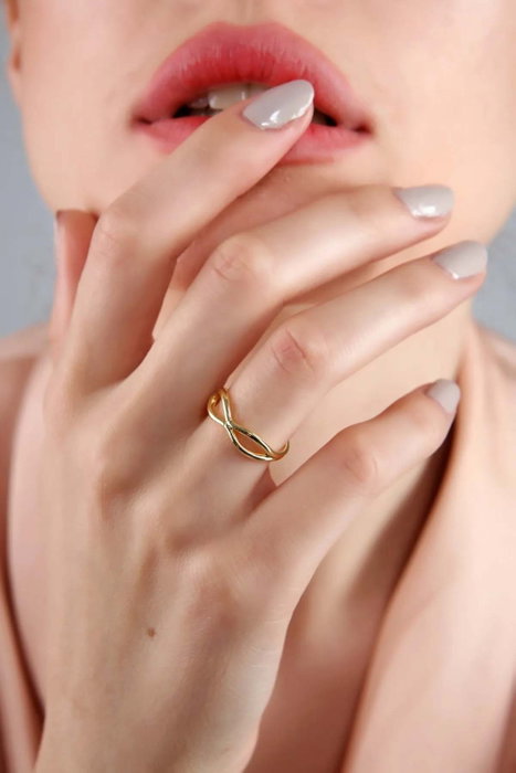 Heliophilia Silver Anillo de Piedra de Circonita Dorado Ajustable